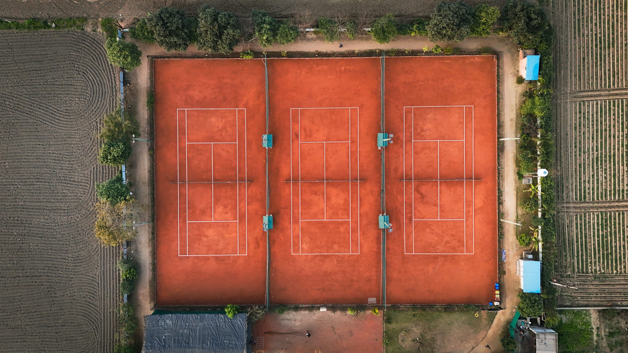 Aerial view of clay tennis courts at Jalandhar Sports Centre